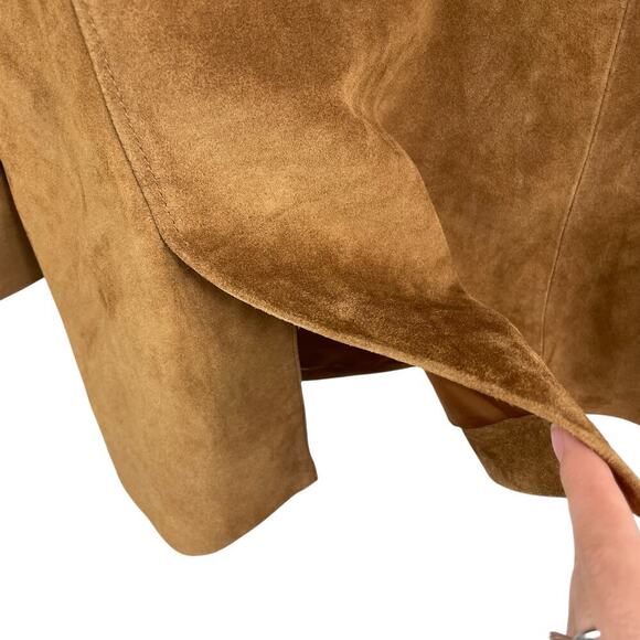 Staud Corrine Suede Calf Leather Single Breasted Blazer Jacket Tan Brown Size XL - Picture 11 of 14
